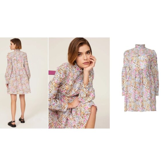 Munthe Mini Dress Floral Long Sleeve size 42/10 Boho Flirty Cottage Spring Date - Picture 2 of 12